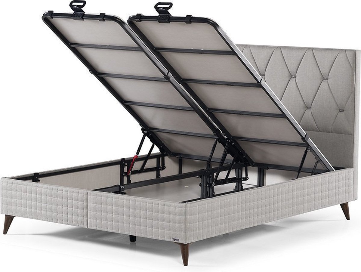 Compleet boxspring met opbergruimte Samoa grijs 160x200cm