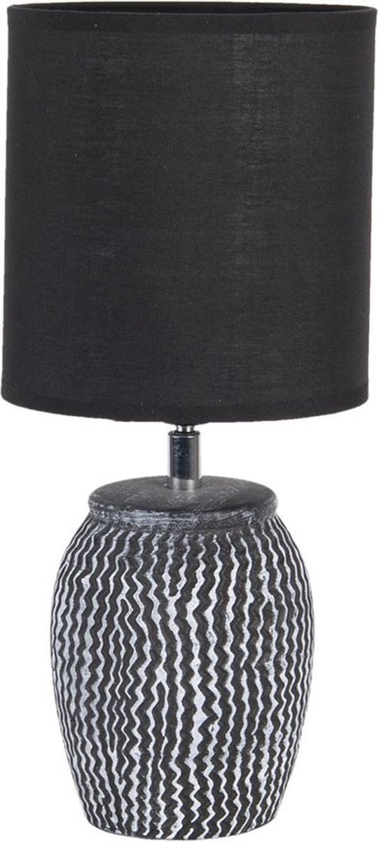 Tafellamp Ø 15*33 cm E27/max 1*60W Zwart, Grijs Kunststof Bureaulamp Nachtlampje