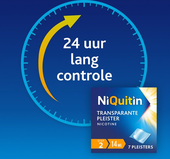 NiQuitin Clear Pleister Stap 2 - 14 mg/24 uur - Nicotinepleister - Stoppen met roken - 7 stuks