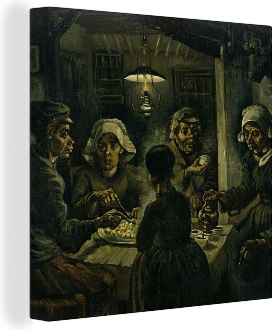 Canvas van Gogh - De Aardappeleters - Vincent - Kunst - 20x20 cm - Muurdecoratie