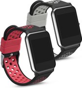 kwmobile 2x armband voor Willful Fitnesstracker / Smartwatch - Bandjes voor fitnesstracker in zwart / rood / zwart / grijs