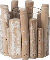 J-Line T-Lichthouder Takken Rond Sparhout White Wash Small Set van 4 stuks