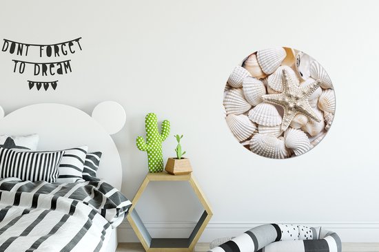 WallCircle - Tableau - Coquillages Etoile De Mer Plage Et - Multicolore - 60 X 60 Cm