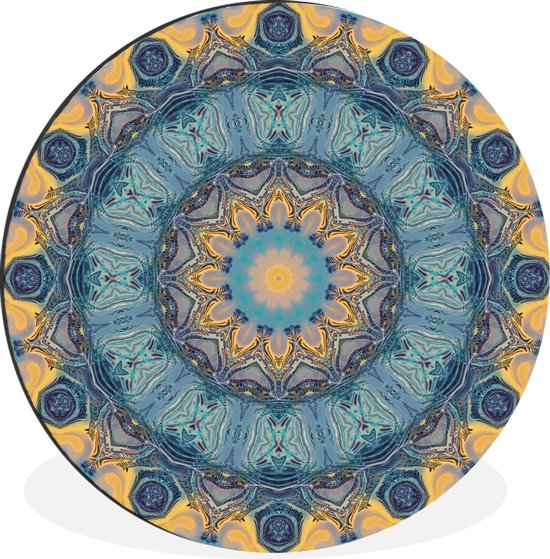WallCircle - Wandcirkel - Muurcirkel - Cirkel - Blauw - Mandala - Aluminium - Dibond - ⌀ 90 cm - Binnen en Buiten