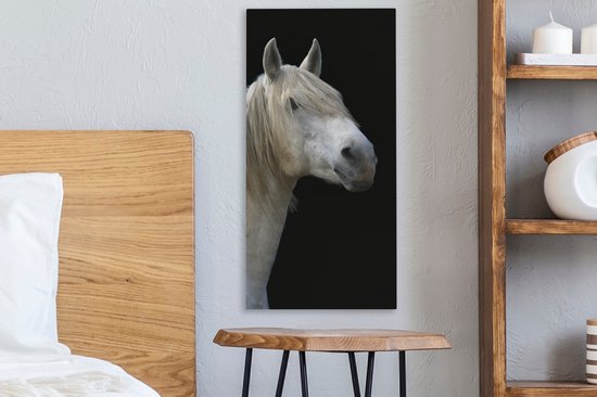 Toile Peinture Paarden - Moule - Zwart - 20x40 cm - Décoration murale