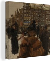 Canvas Schilderij De Singelbrug bij de Paleisstraat in Amsterdam - Schilderij van George Hendrik Breitner - 20x20 cm - Wanddecoratie