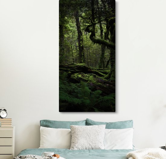 Canvas schilderij 80x160 cm - Wanddecoratie Donkere sprookjes jungle - Muurdecoratie woonkamer - Slaapkamer decoratie - Kamer accessoires - Schilderijen op canvas