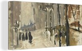 Canvas Schilderij Stadsgezicht in Den Haag - Schilderij van George Hendrik Breitner - 40x20 cm - Wanddecoratie