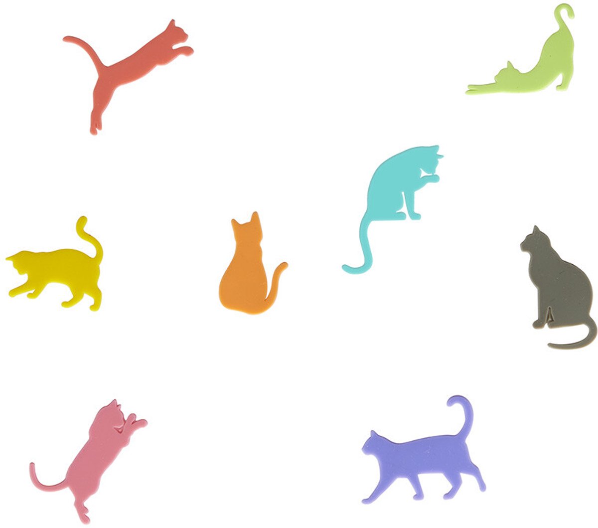 Balvi Glasmarker Sticky Cats x8 Diverse kleuren