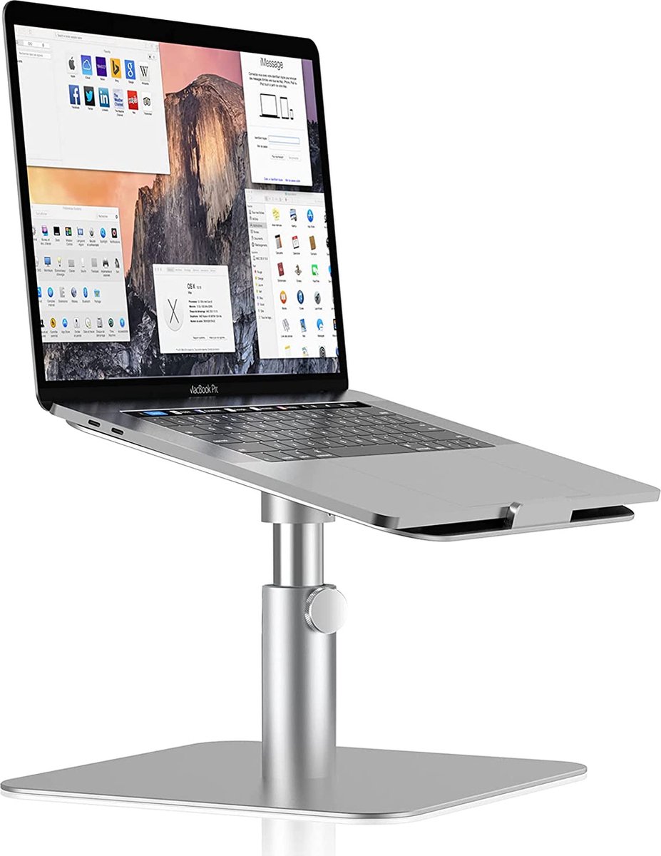 Babacom Laptopstandaard, in hoogte verstelbaar, opvouwbaar, aluminiumlegering, ergonomisch, geventileerd, geschikt voor MacBook Air, Pro, Samsung, alle laptops van 10-16 inch (zwart Babacom Laptopstandaard, in hoogte verstelbaar, opvouwbaar, aluminiumlegering, ergonomisch, geventileerd, geschikt voor MacBook Air, Pro, Samsung, alle laptops van 10-16 inch (zwart