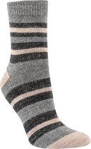 Alpaca sokken bruin/grijs gestreept - warme sokken - 2 paar - maat 35/38