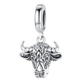 Tracelet - Zilveren bedels - Bedel stier | Stierenkop met hoorns | 925 Sterling Zilver - Pandora Compatible - Met 925 Zilver Certificaat - Tip voor Valentijn