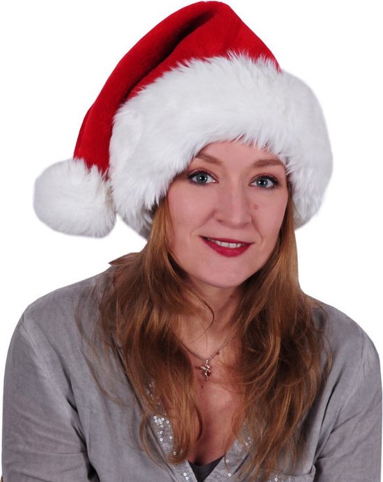 Luxe kerstmuts rood/wit pluche voor volwassenen - Kerstaccessoires/kerst...  | bol.com