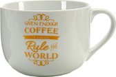 Arte Regal Koffiemok Enough Coffee 500 Ml Porselein Wit/goud
