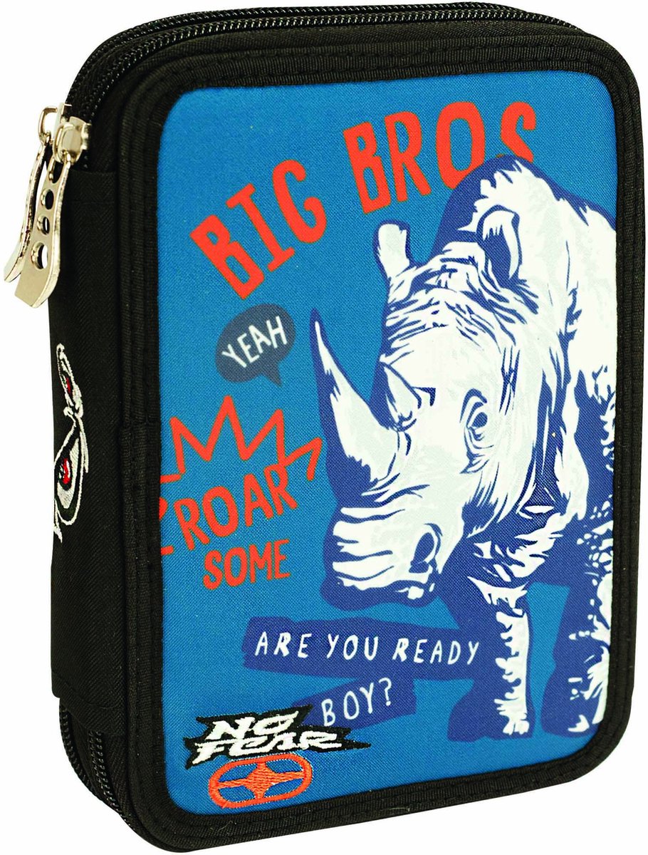 No Fear Etui Neushoorn Junior 20 Cm Polyester Zwart 27-delig