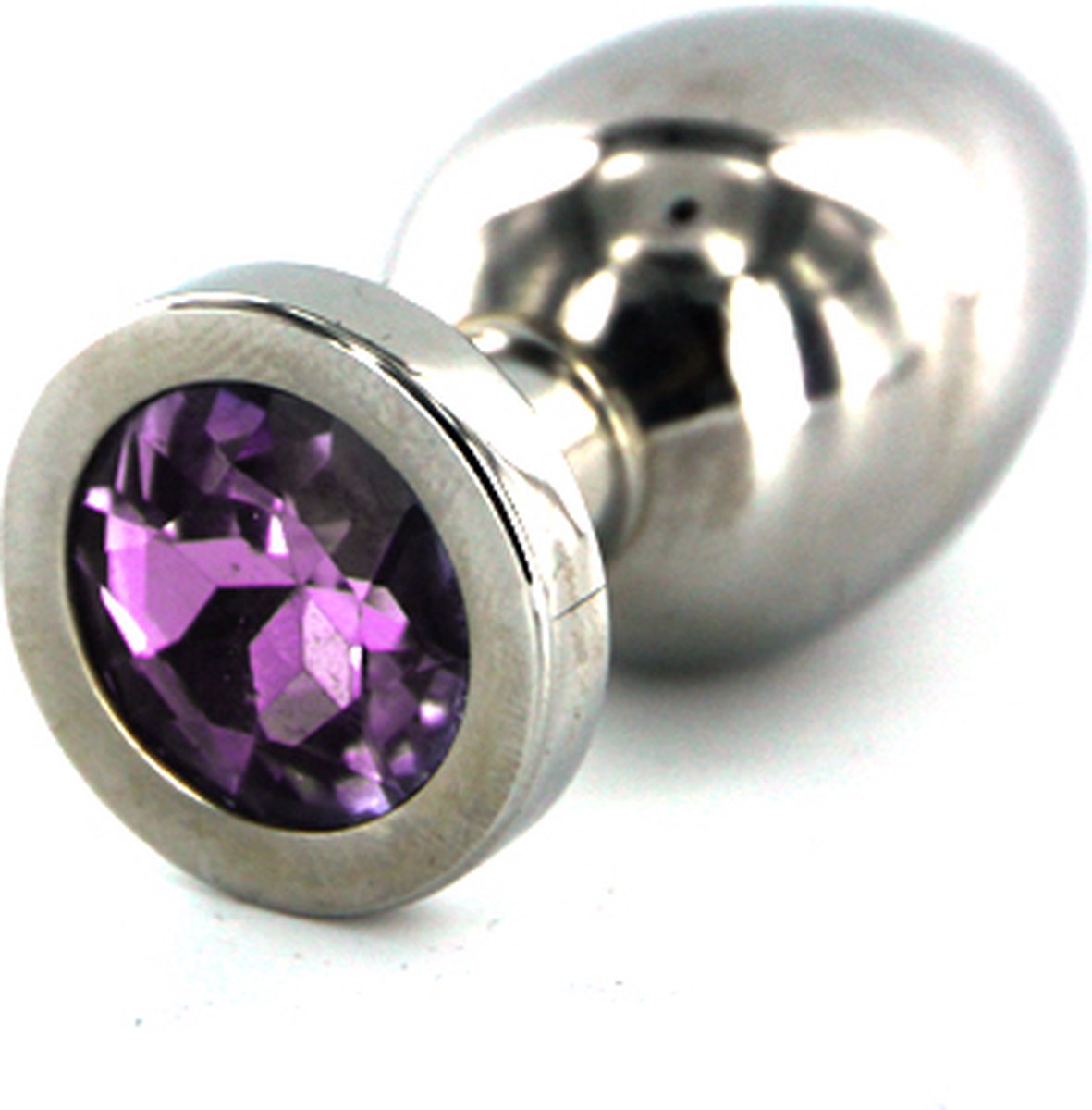 Goedkoopste Buttplug RVS met paars kristal - medium