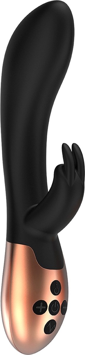 Goedkoopste Elegance Opulent Oplaadbare Rabbit Vibrator met Verwarmingsfunctie - Zwart