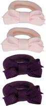Baby haarelastiekjes met strikje  - vintage vibes | Paars | Baby
