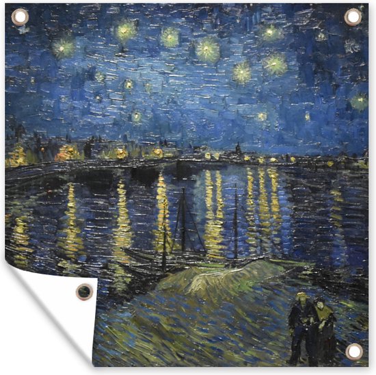 Tuinposters Sterrennacht boven de Orsay Parijs - Vincent Van Gogh - 50x50 cm - Tuindoek - Buitenposter
