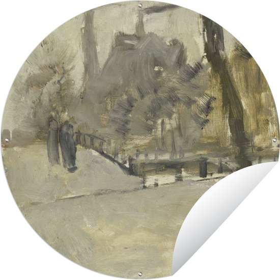 Tuincirkel De Leidsegracht te Amsterdam - Schilderij van George Hendrik Breitner - 90x90 cm - Ronde Tuinposter - Buiten