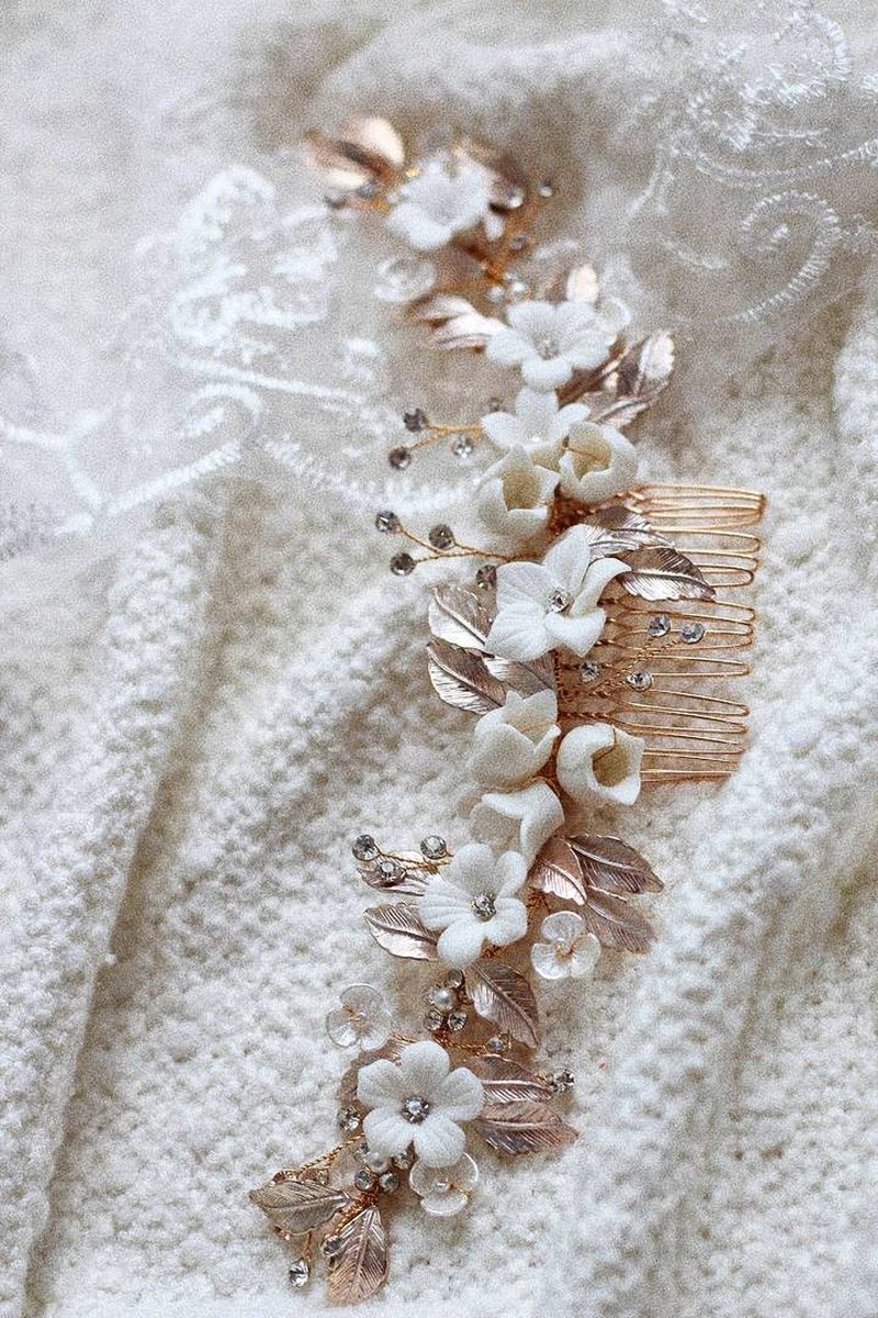 ISABEL goudkleurige bruidsspeld - haaraccessoire bruiloft