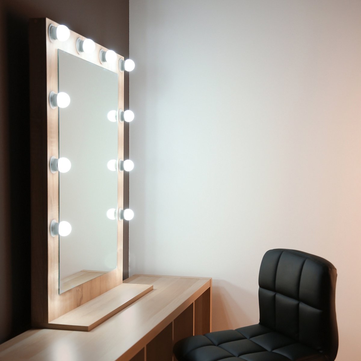 Miroir Ampoule Ronde Chaîne Lumineuse Dimmable Maquillage Coiffeuse