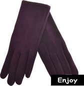 handschoenen dames -paars-vinger touch- suèdelook