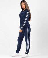 Premium Dames Trainingspak / Tracksuit / Joggingspak | Sport kleding | Blauw-Wit - XL