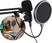Vivid Green Microfoon met arm - USB - Gaming - Podcast - Voor PC, Laptop, Macbook en PlayStation - Met plopkap en ruisfilter - Zwart