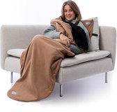 Belieff® XL Cozy deken met voetenzak en handzakken - Multifunctionele deken - Dubbelgevoerd fleece - Beige