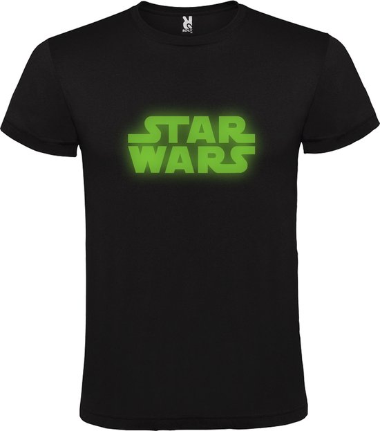 Zwart T-Shirt met “ Star Wars “ logo Glow in the dark Groen Size XXL
