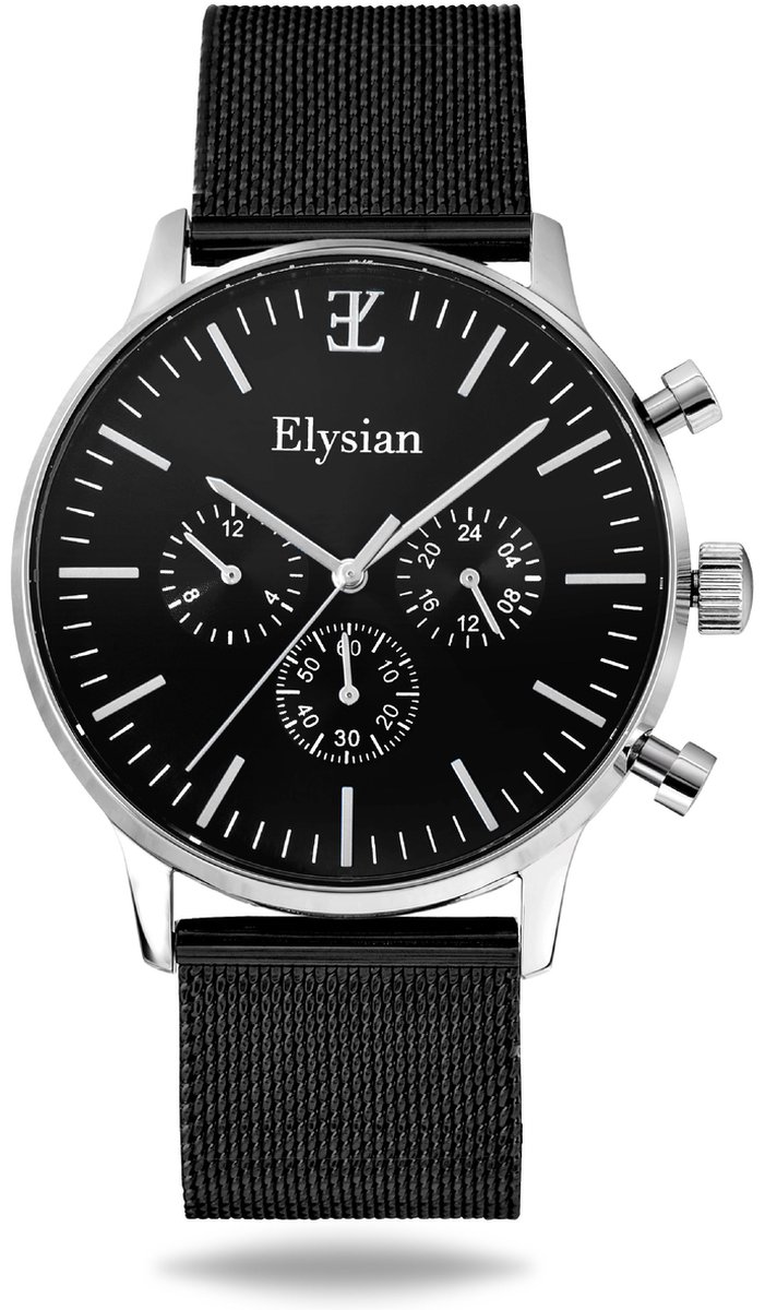 Elysian - Horloge Heren - Zilver - Mesh - Waterdicht - Krasvrij Saffier - 43mm