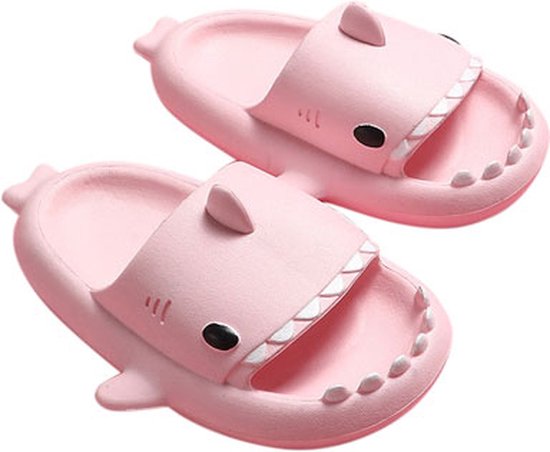 Kinderslippers - slippers kinderen haai roze - meisjes 2-3 jaar - maat 24-25 - anti-slip - pantoffels