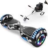Microgo Hoverboard 6.5 Inch | Krachtige Motor | Sier LEDs | Bluetooth Speaker | Camouflage + Kart Wit