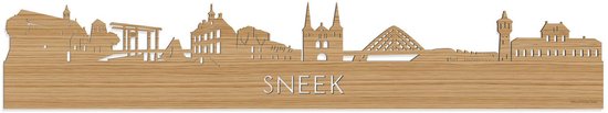 Skyline Sneek Bamboe hout - 80 cm - Woondecoratie - Wanddecoratie - Meer steden beschikbaar - Woonkamer idee - City Art - Steden kunst - Cadeau voor hem - Cadeau voor haar - Jubileum - Trouwerij - WoodWideCities