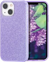 Apple iPhone 13 Back Cover Telefoonhoesje | Paars | TPU hoesje | Glitter