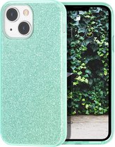 Apple iPhone 13 Back Cover Telefoonhoesje | Groen | TPU hoesje | Glitter