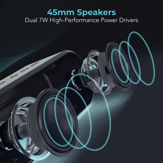 LifeGoods Bluetooth Speaker - Draadloos - Tot 20 uur Batterij - Base+ mode - Spat Waterdicht - Zwart
