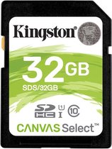 KINGSTON - Kingston Technology Canvas Select 32GB SDHC UHS-I Klasse 10 Flashgeheugen - SDS232GB