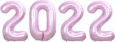 Folie Ballon Cijfer 2022 Oud En Nieuw Feest Versiering Happy New Year Ballonnen Decoratie Roze 36Cm Met Rietje