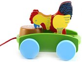 BJoy - Trekauto kinderspeelgoed kippen voeren - op en neer trekfiguur