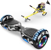 Microgo Hoverboard 6.5 Inch | Krachtige Motor | Sier LEDs | Bluetooth Speaker | Camouflage + Kart Hiphop
