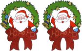 2x stuks kerst raamstickers kerstman plaatjes 30 cm - Raamdecoratie kerst - Kinder kerststickers