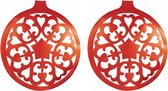 2x stuks kerstballen hangdecoratie rood 32 cm van karton - Kerstversiering - Kerstdecoratie