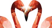 Muursticker flamingo low poly 150x100cm