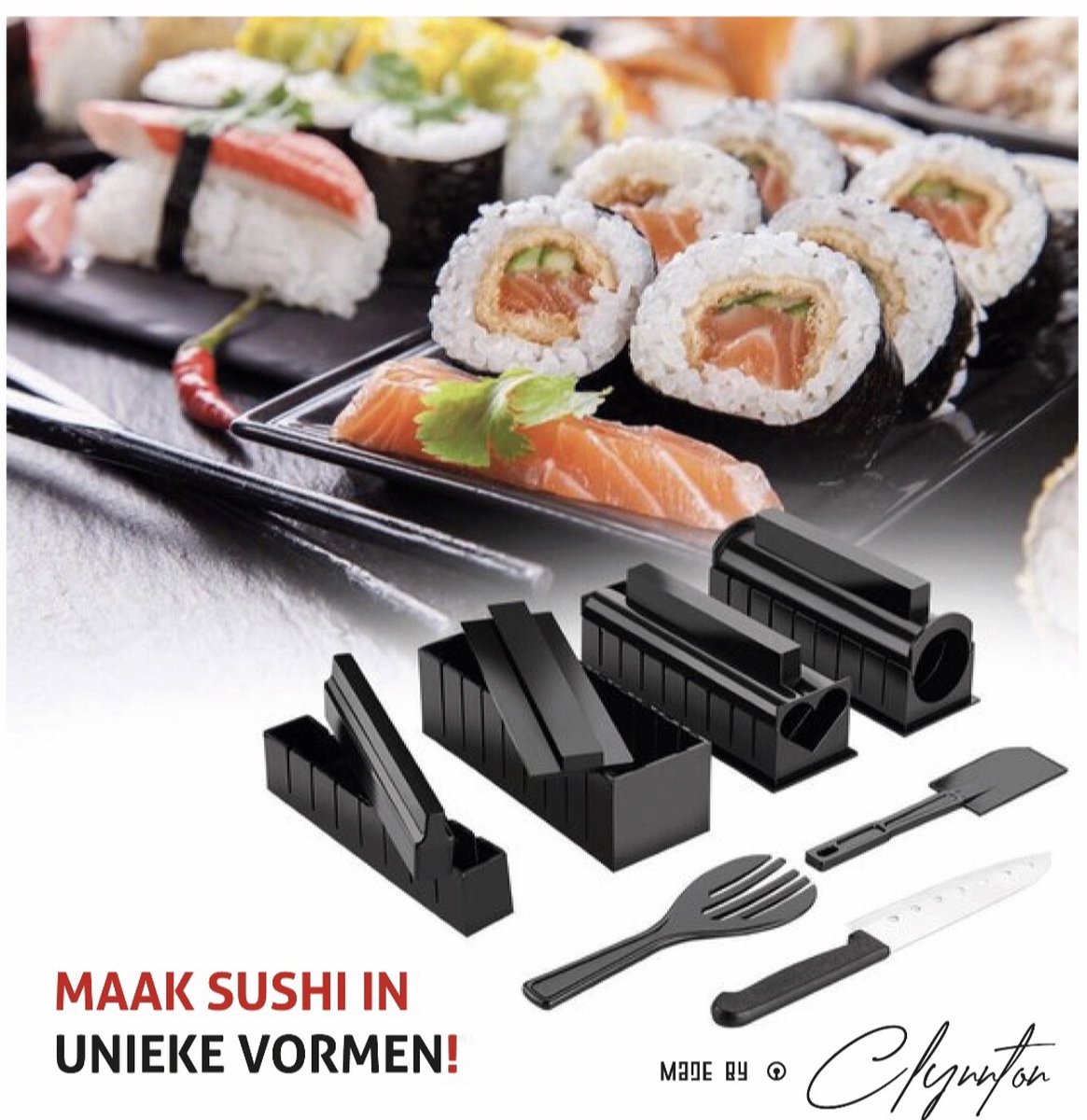 bros Ver weg As Clynnton kitchen 11-Delige Sushi Maker Set - All-In-One Sushi Roller Kit -  Zelf... | bol.com