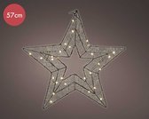 Metalen kerstster zwart met 60 micro LED lampjes -57CM  -Ook geschikt voor buiten  -lichtkleur: Warm Wit -met stekker -Kerstdecoratie