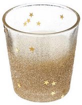 Kaars - Glaasje Met Kaars -  Glitter & Sterren -  Glitters Goud -  8 Cm - 4 stuks