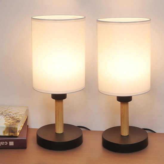Reis Zonder optellen MuCasa® Set van 2 lampen - Tafellamp voor op nachtkastje - Bedlamp in  houten design -... | bol.com