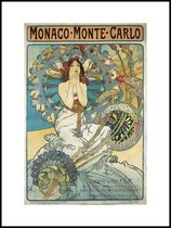 Vintage Poster Monaco - Alphonse Mucha - Art Nouveau - A3 - 40x30 cm  - Monte Carlo - Retro